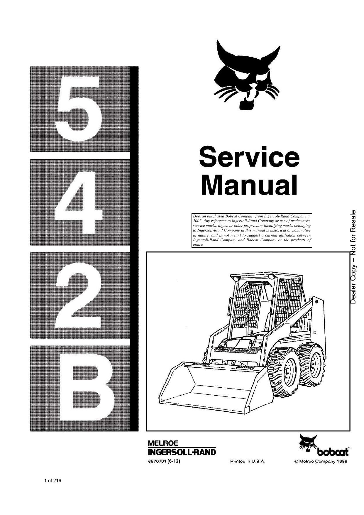 542B Loader Service Manual Bobcat